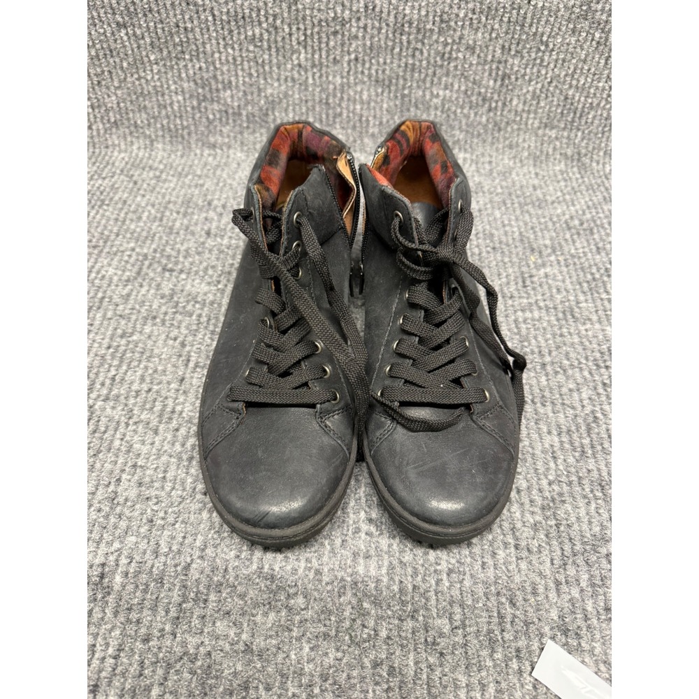Born Black Leather High Top Sneakers Side Zip Lace Up Mens Shoes